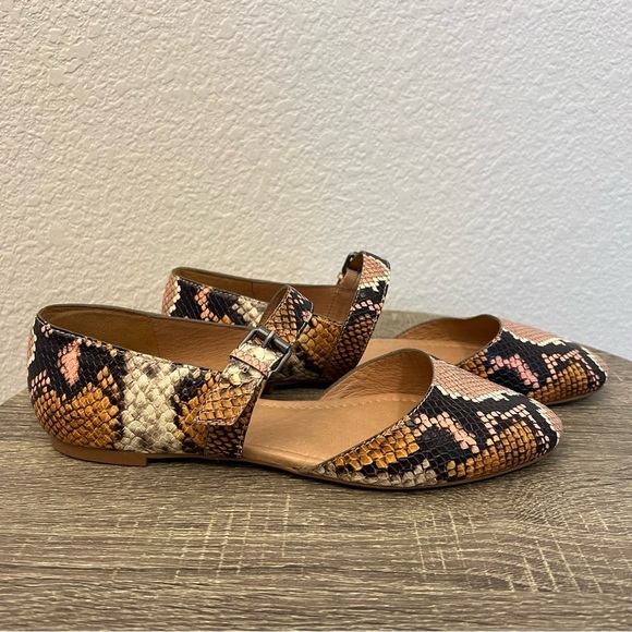 Madewell NWOT The Alina Mary-Jane Flat in Snake Embossed Leather- Size 9 - Picture 7 of 15